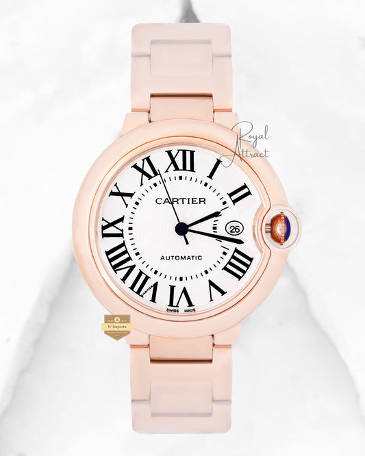 Latest Collection Ballon Bleu Rose Gold With White Dial Chain Watch