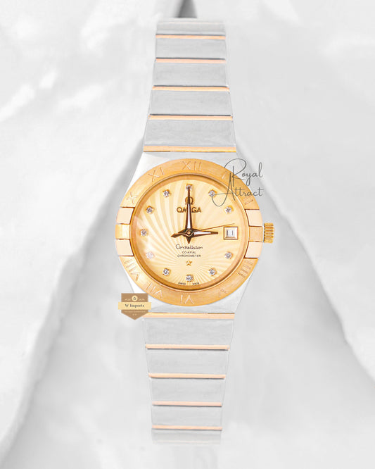 Latest Collection Two Tone Yellow Gold With Dial Automatic Ladies Watch