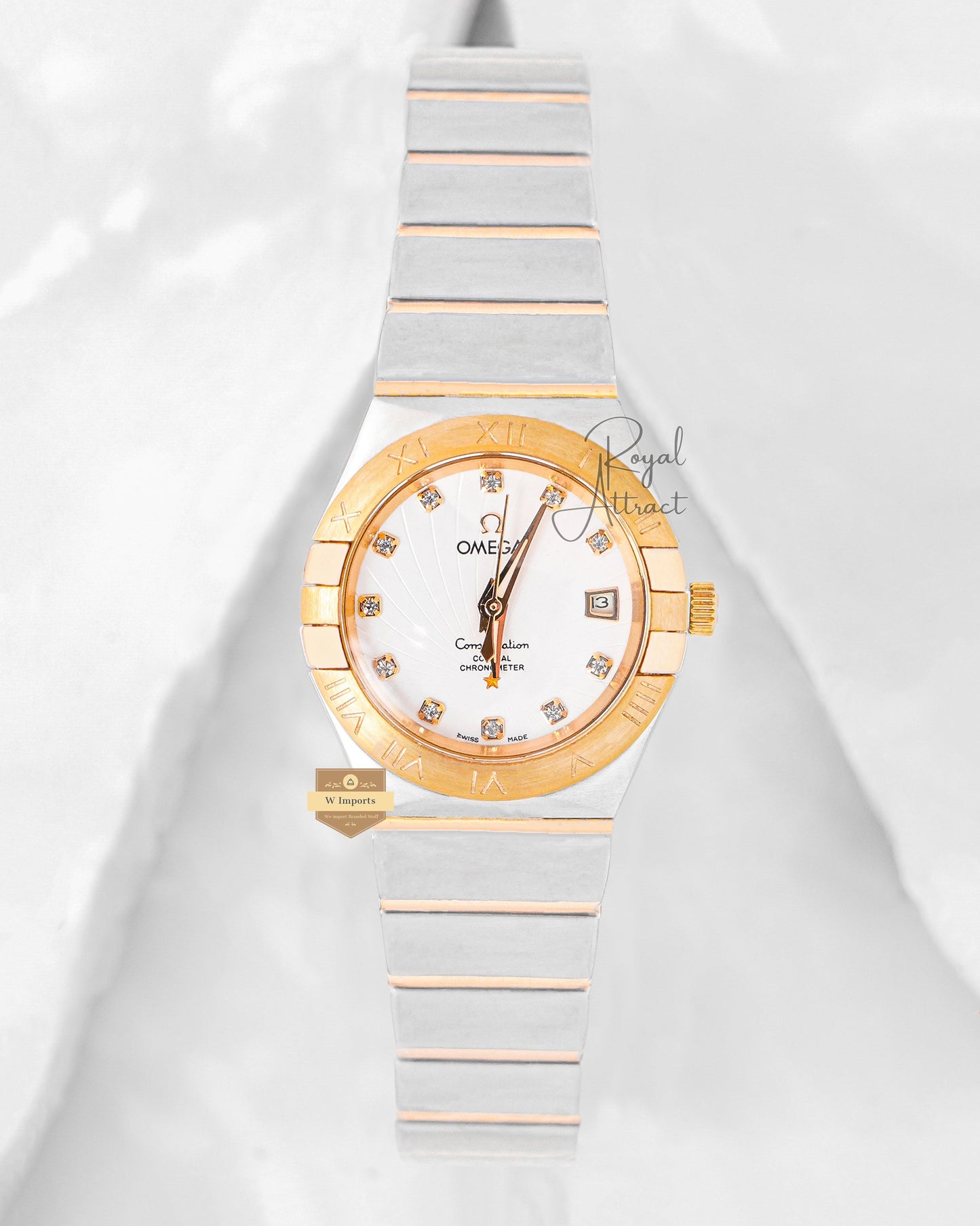 Latest Collection Two Tone Yellow Gold With White Dial Automatic Ladies Watch