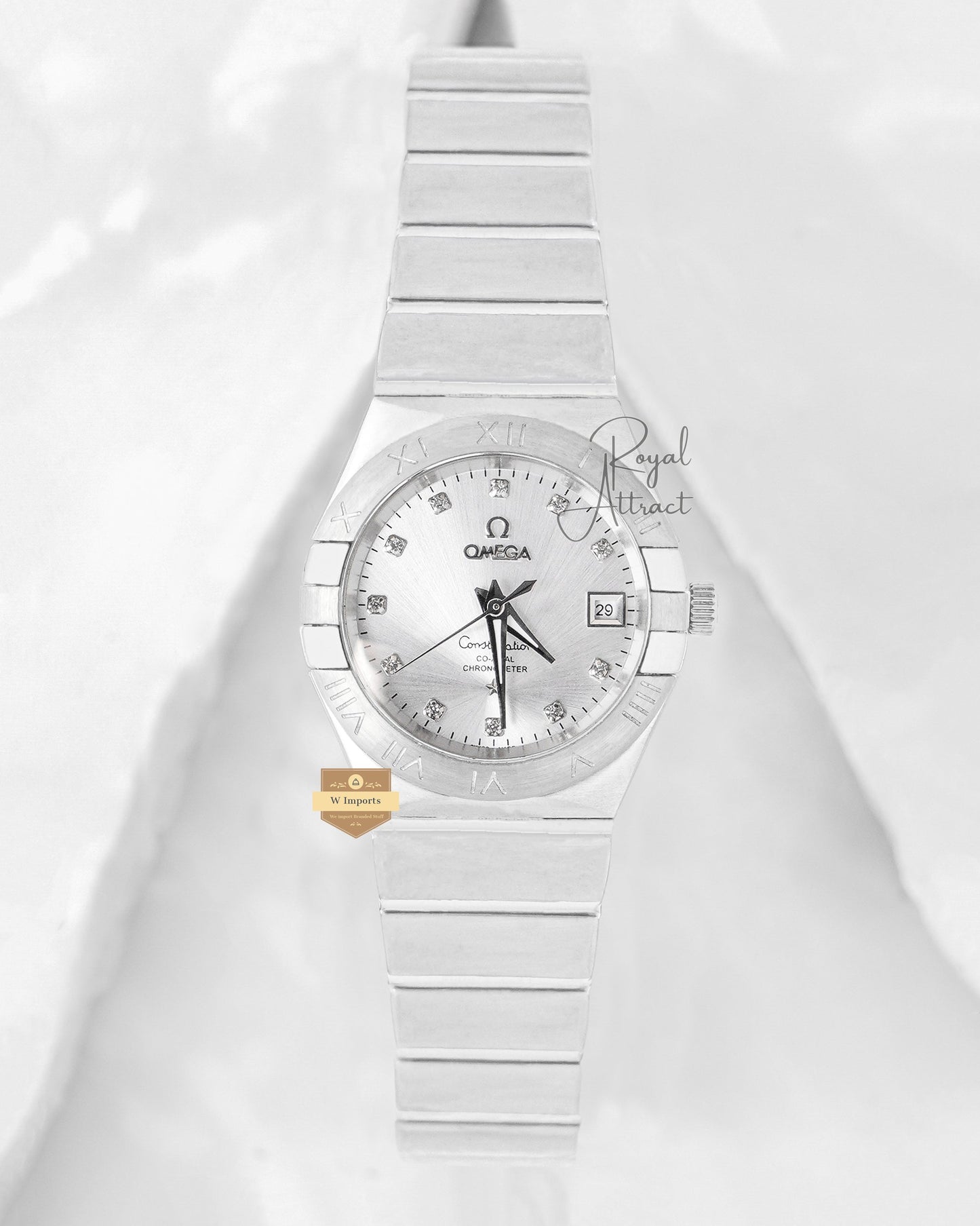 Latest Collection All Silver With Dial Stone Figure Ladies Automatic Watch