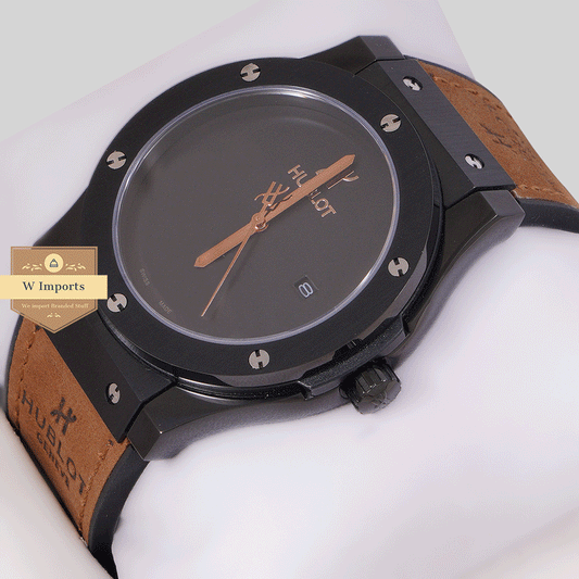 Latest Collection Black Case With Dial & Brown Velvet Strap
