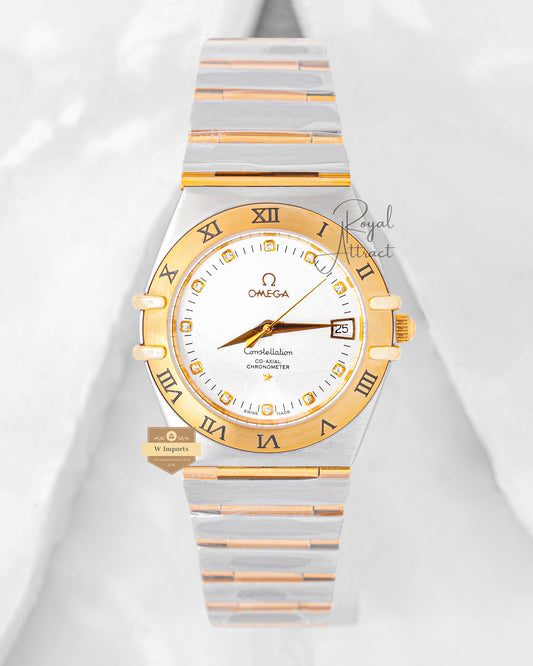 Latest Collection Two Tone Yellow Gold With White Dial Stone Figure