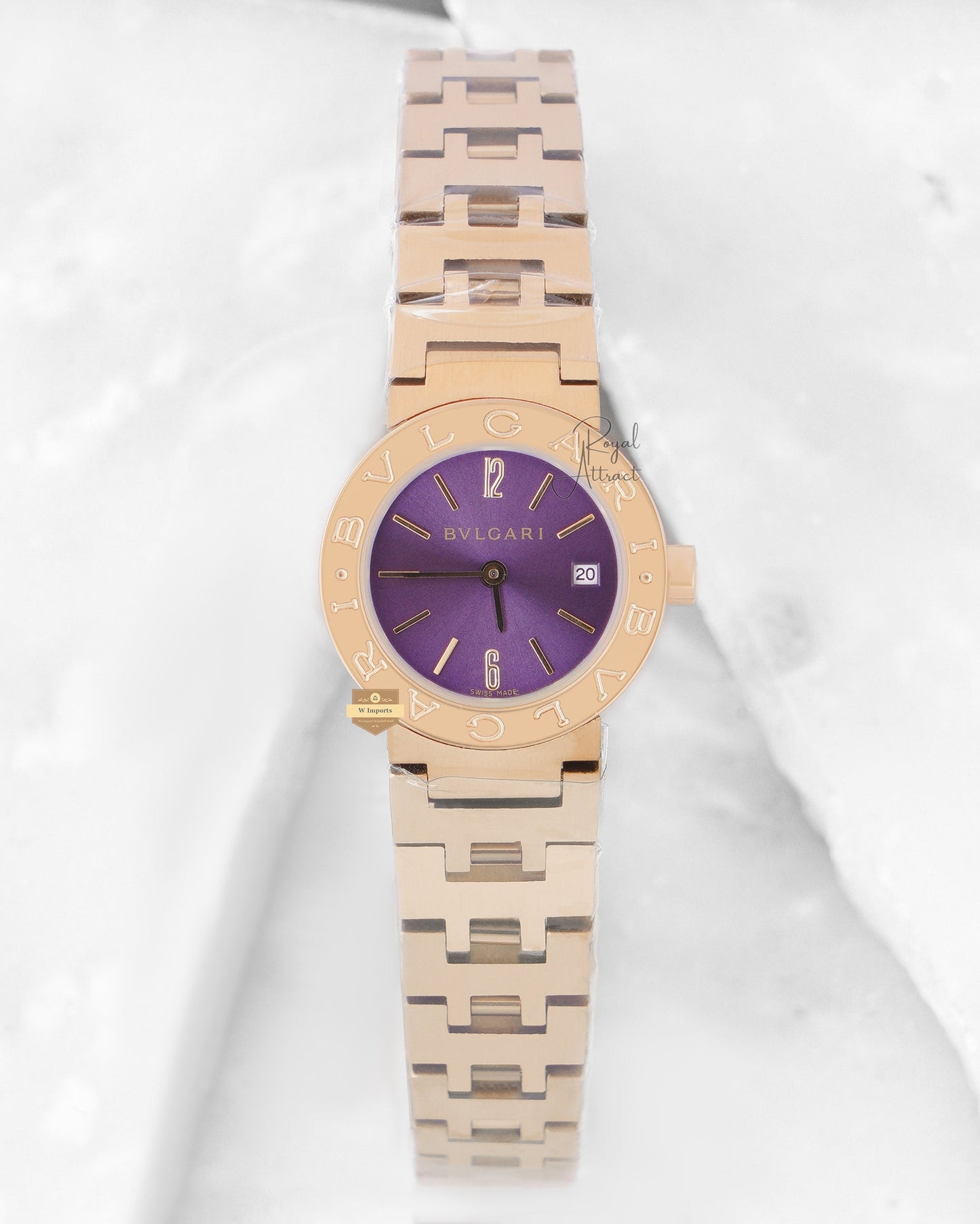 Latest Collection Yellow Gold With Purple Dial Ladies Watch