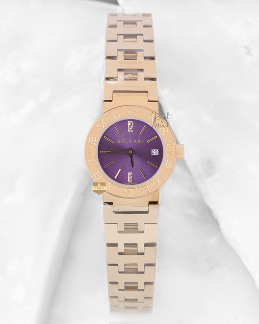 Latest Collection Yellow Gold With Purple Dial Ladies Watch