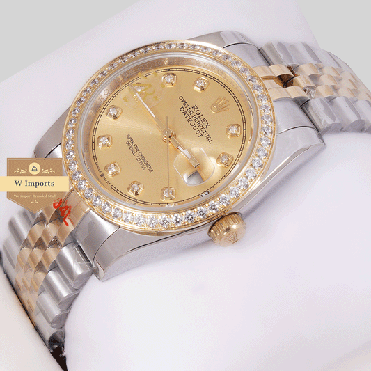 Latest Collection 36mm Two Tone Yellow Gold With Yellow Dial Stone Bezel Stone Dial Automatic Zr Factory