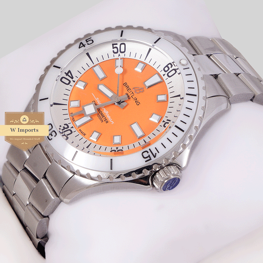 Latest Collection Silver With Orange Dial Watch