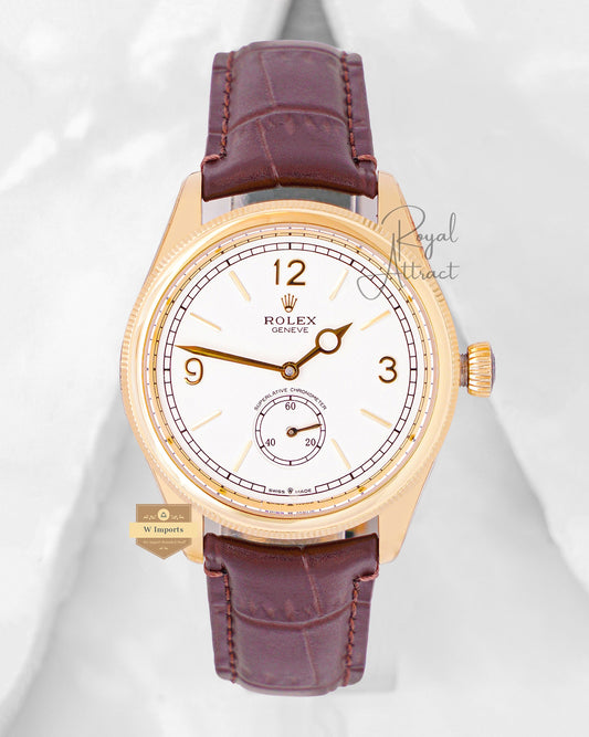 New Collection 39 Yellow Gold Case With White Dial And Leather Strap V3 Made