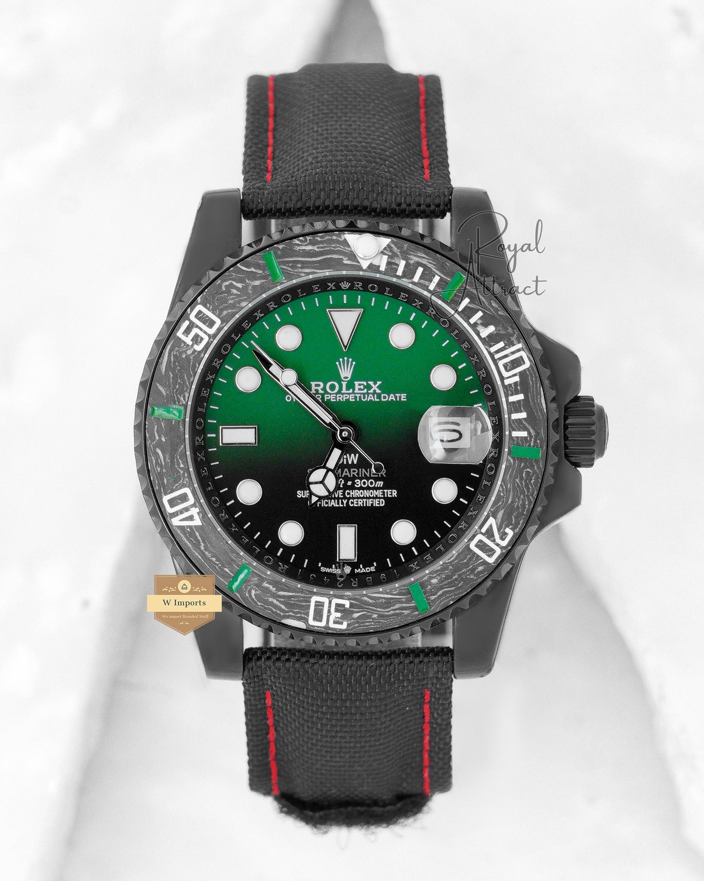 Latest Collection Black Carbonic Case With Shaded Green Dial & Nylon Strap Automatic Watch  v3 Factory