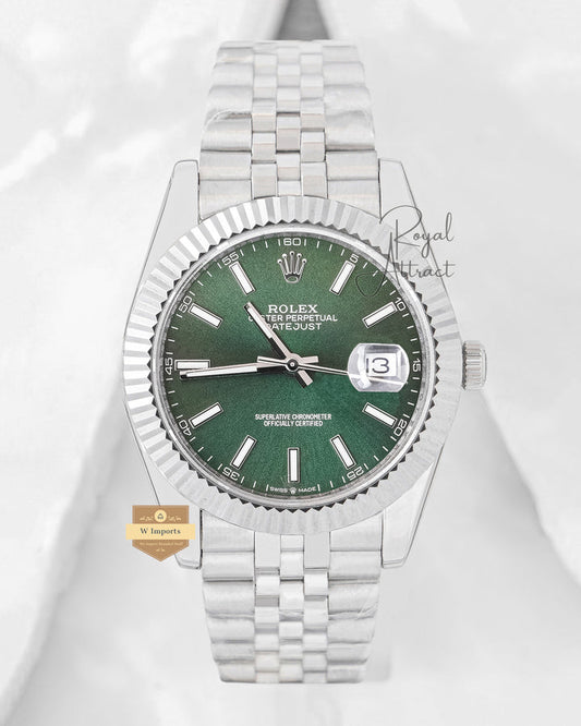 Latest Collection 41 Silver With Green Dial Automatic Watch V3 Made