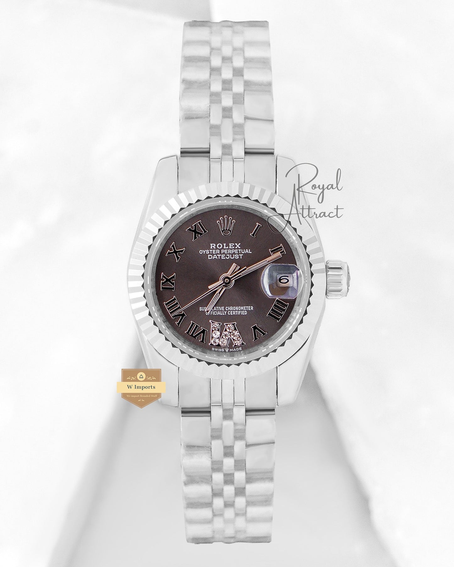 Latest Ladies Collection 28 Silver With Charcoal Gray Dial  Automatic Watch Zr Factory