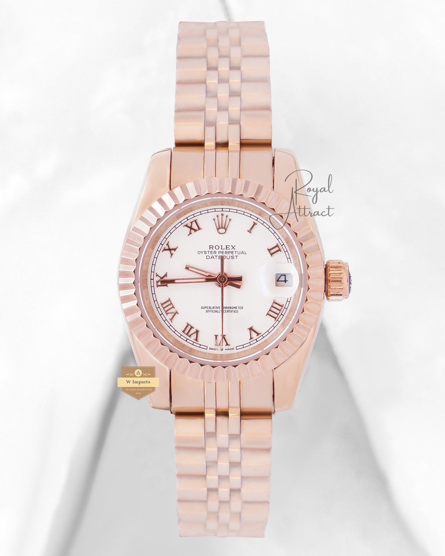 Latest Ladies Collection 28 Rose Gold With White Dial  Automatic Watch Zr Factory