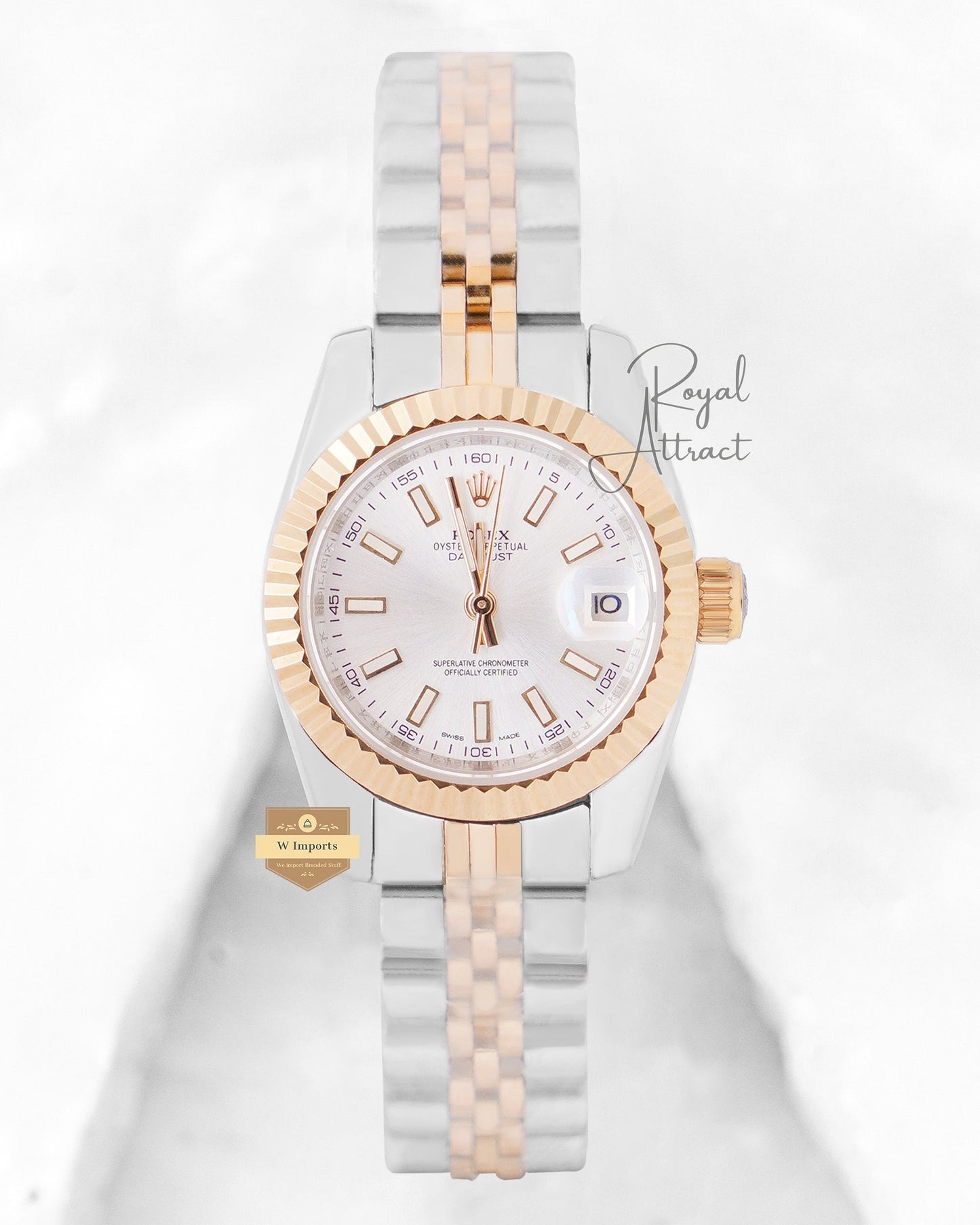 Latest Ladies Collection 28 Two Tone Yellow Gold With Silver Dial Automatic Watch Zr Factory