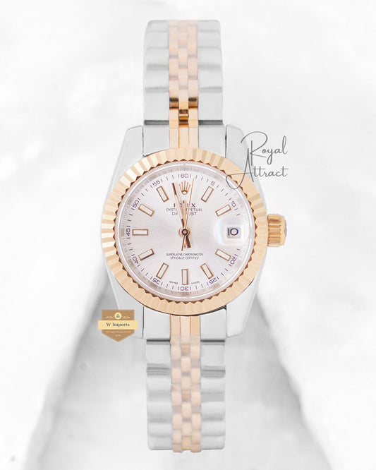 Latest Ladies Collection 28 Two Tone Yellow Gold With Silver Dial Automatic Watch Zr Factory