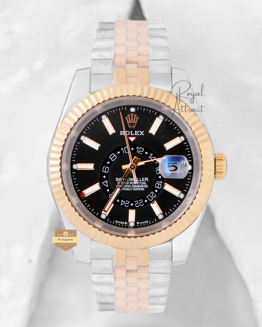 Latest Collection 42 Two Tone Yellow Gold With Black Dial Automatic Watch V3 Factory