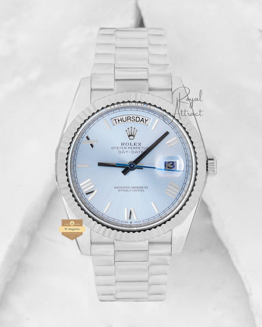 New Collection 40mm Silver With Ice Blue Dial Roman Figure V3 Made