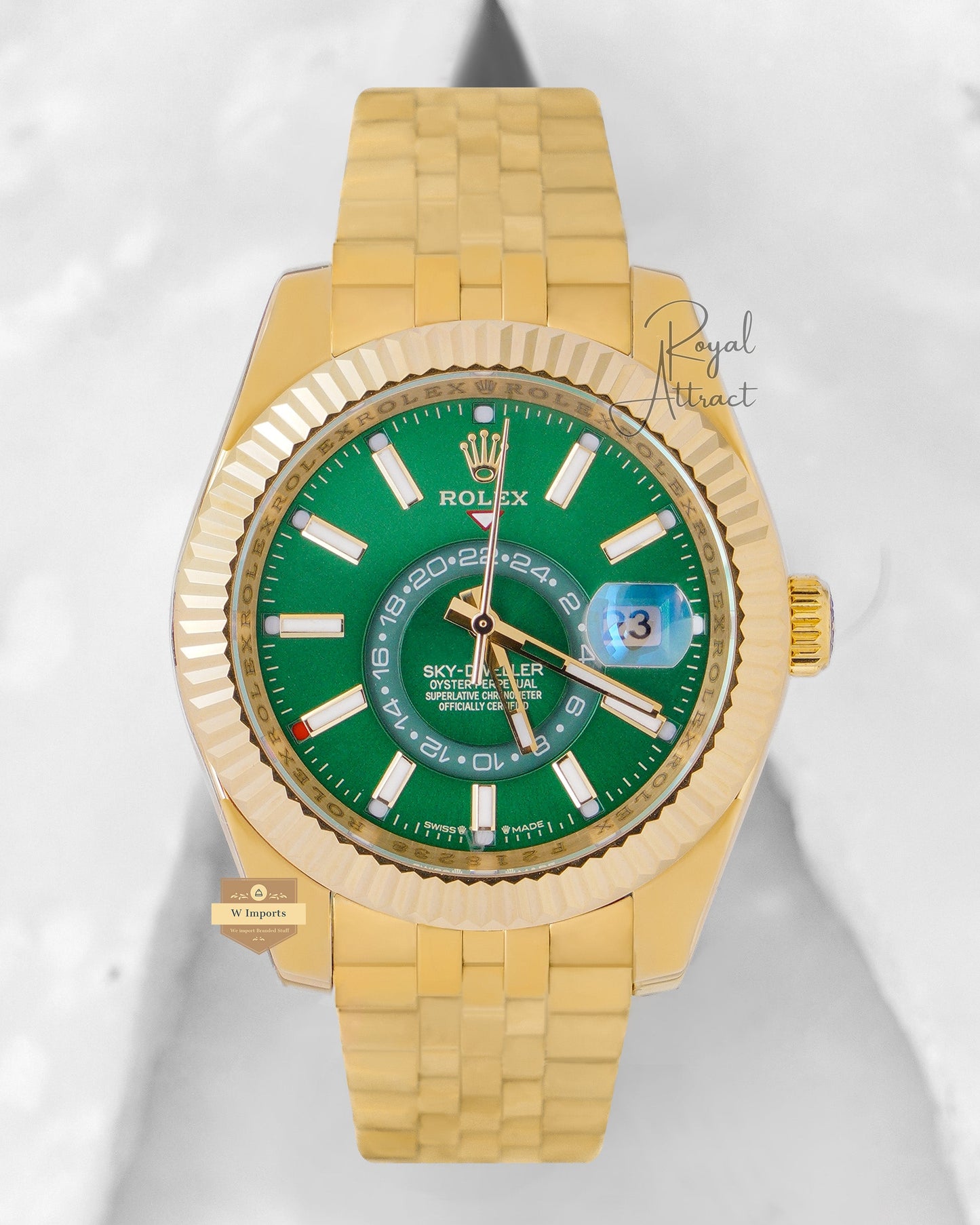 Latest Collection 42 Yellow Gold With Green Dial Automatic Watch V3 Factory