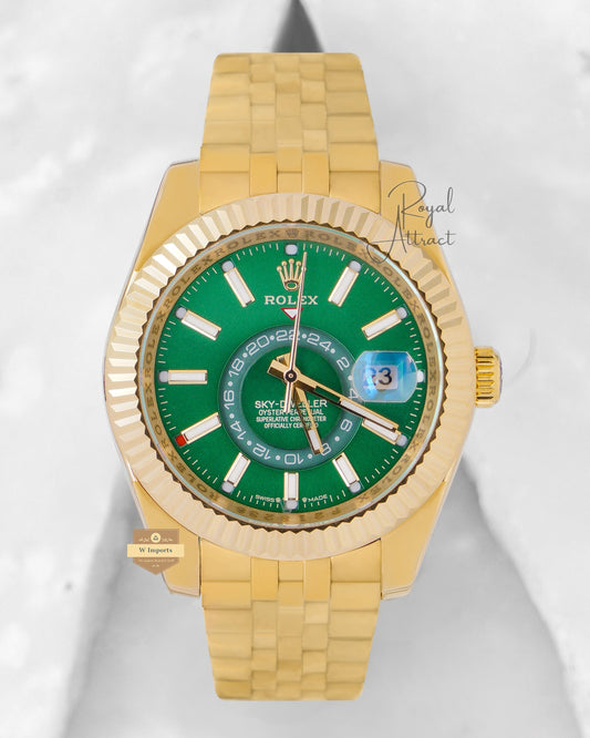 Latest Collection 42 Yellow Gold With Green Dial Automatic Watch V3 Factory