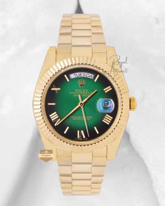 New Collection 40mm Yellow Gold With Green Dial Roman Figure V3 Made