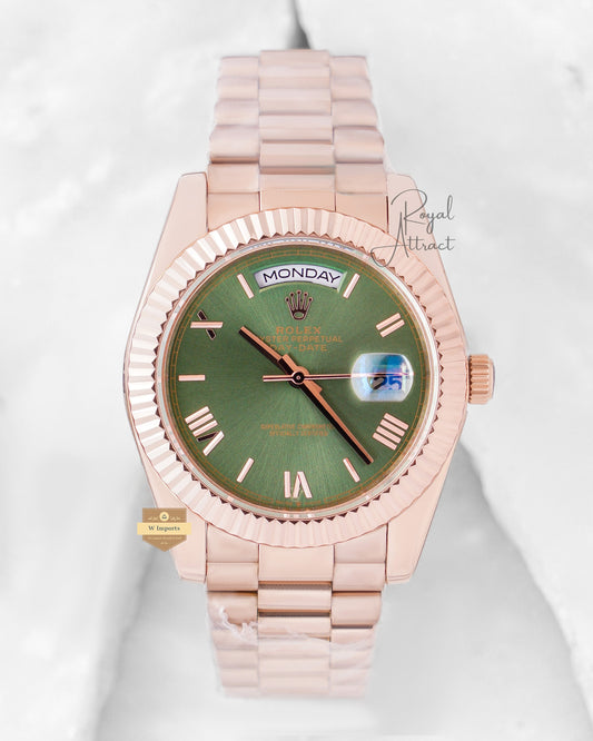 New Collection 40mm Rose Gold With Green Dial Roman Figure V3 Made