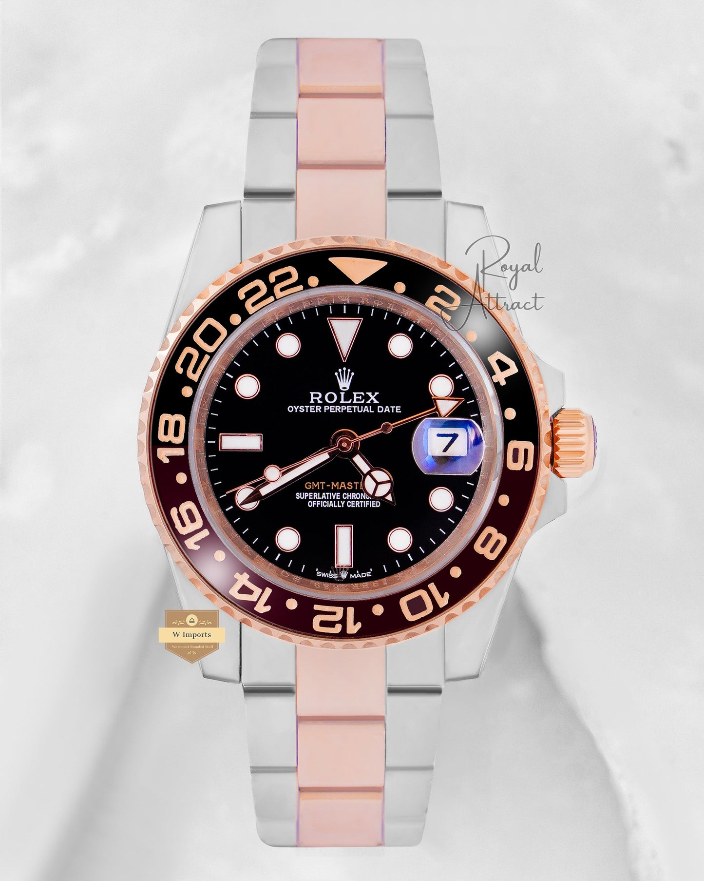 Latest Collection GMT 40 Two Tone Rose Gold With Black Dial Automatic Watch V3 Factory