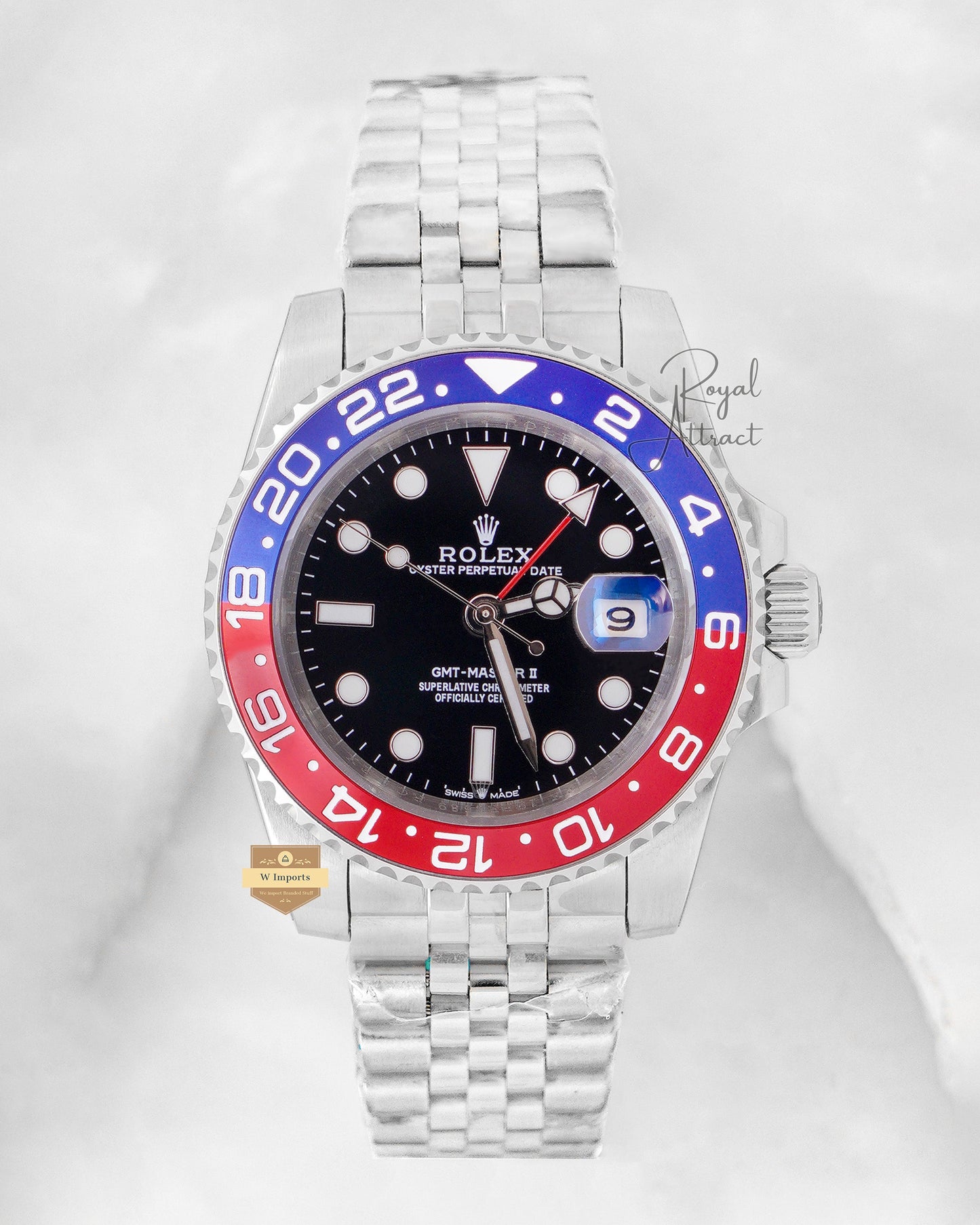 Latest Collection Gmt 40 Silver With Black Dial Pepsi Bezel V3 Made