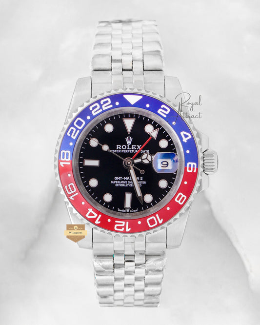 Latest Collection Gmt 40 Silver With Black Dial Pepsi Bezel V3 Made