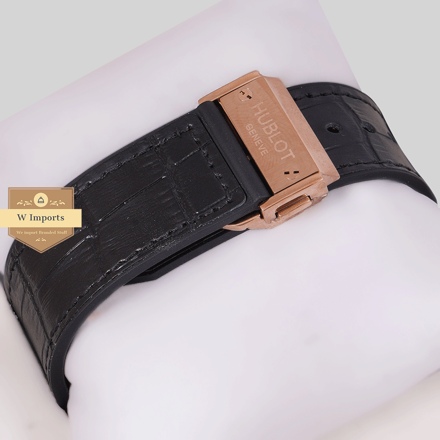 Latest Collection Rose Gold Case With Black Dial & Black Leather Strap