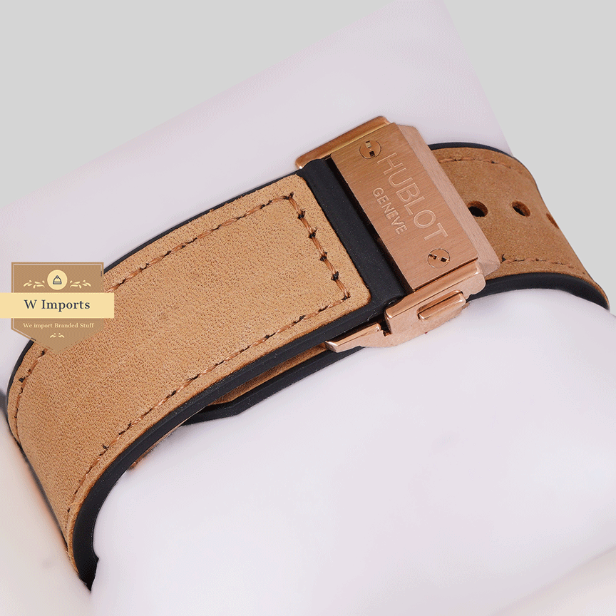 Latest Collection Rose Gold Case With Black Dial & Brown Velvet Strap