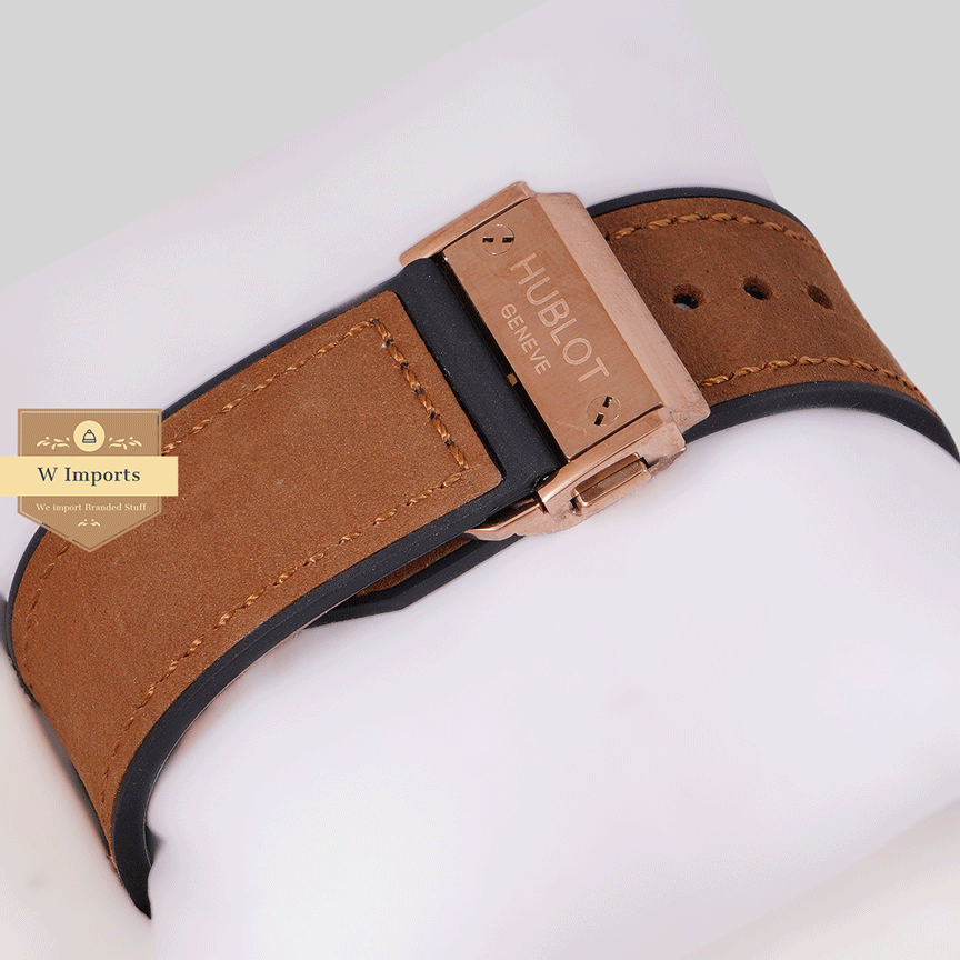 Latest Collection Rose Gold Case With Black Dial & Brown Velvet Strap