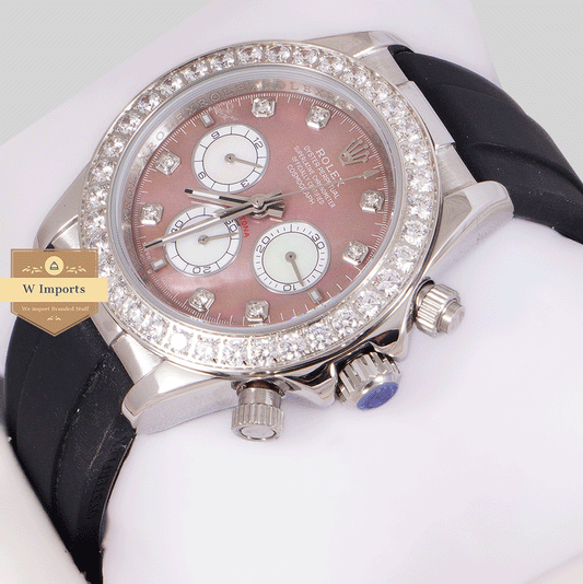New Arrival Chronograph 40 Silver Case With Pink Dial Stone Bezel ZR Factory