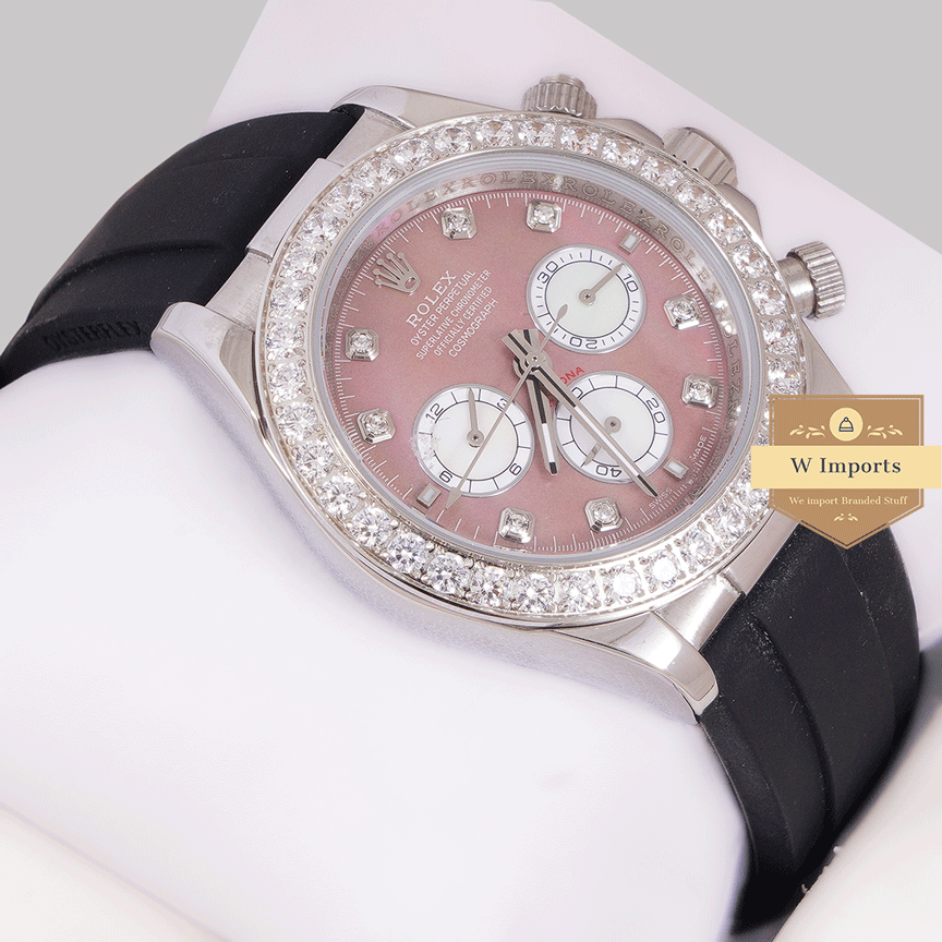 New Arrival Chronograph 40 Silver Case With Pink Dial Stone Bezel ZR Factory