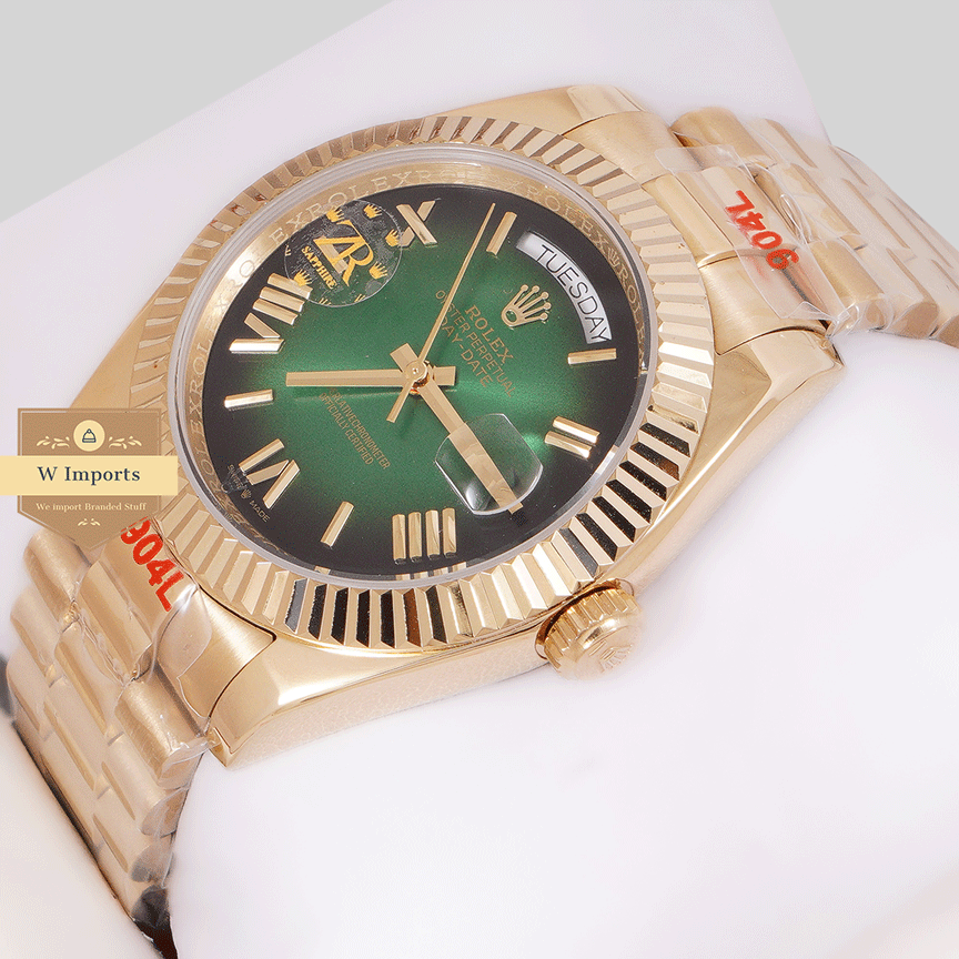 New Arrival 40mm Yellow With Green Dial Roman Numeral & Fluted Bezel Zr Factory