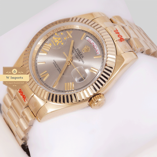 Latest Collection 40 Yellow Gold With Gray Dial Fluted Bezel & Roman Figure Automatic Watch Zr Factory