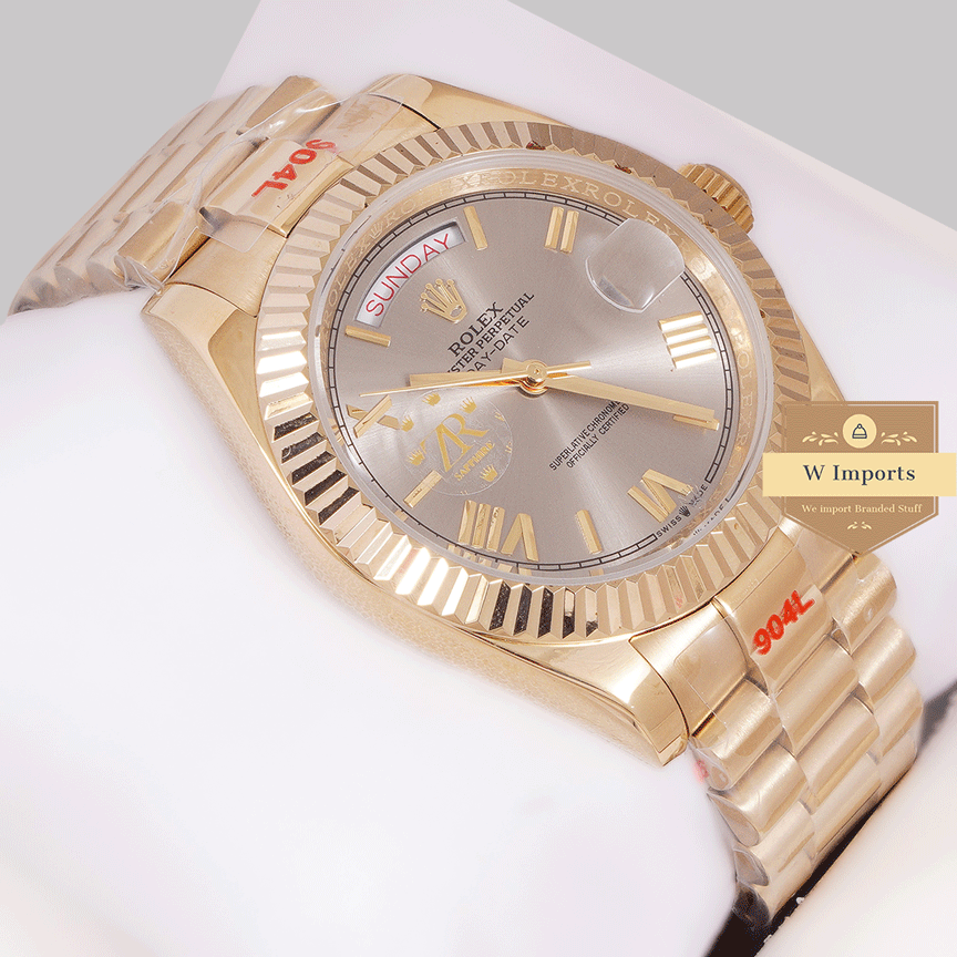 Latest Collection 40 Yellow Gold With Gray Dial Fluted Bezel & Roman Figure Automatic Watch Zr Factory