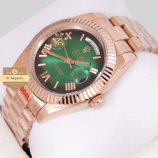Latest Collection 40 Rose Gold With Dark Green Dial Roman Numeral & Fluted Bezel Zr Factory