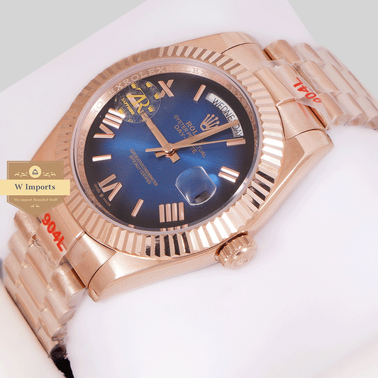 Latest Collection 40 Rose Gold With Dark Blue Dial & Fluted Bezel Zr Factory
