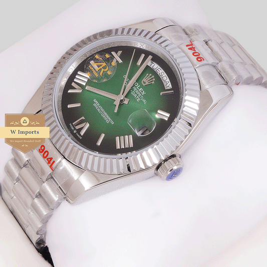 New Arrival 40mm Silver With Green Dial Roman Numeral & Fluted Bezel Zr Factory Grade