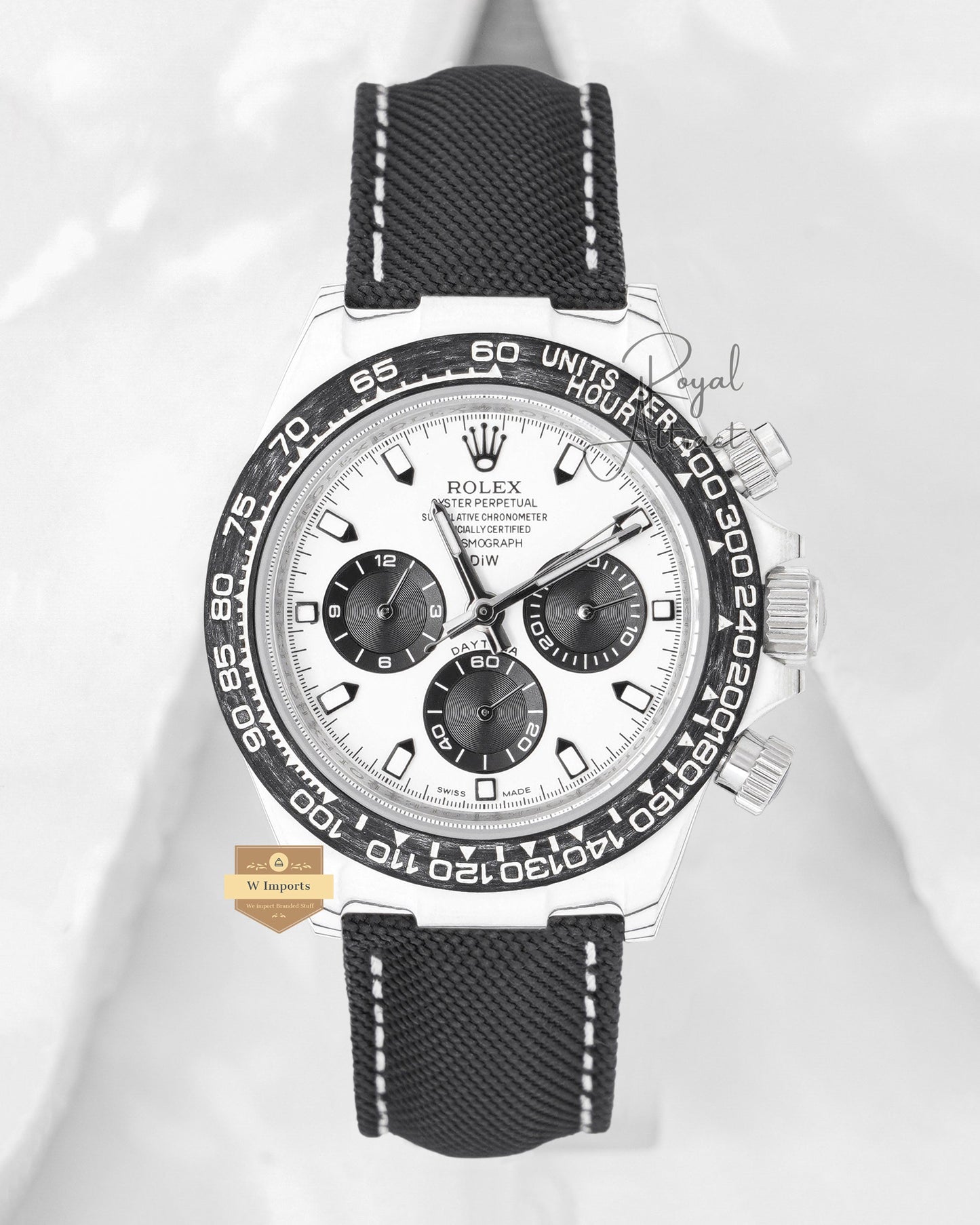 Latest Collection 40 White Carbonic Case With Dial Nylon Strap Oz Made