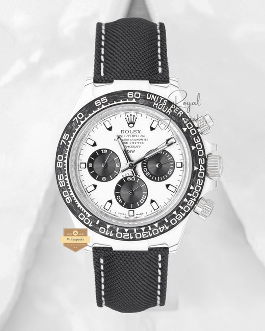 Latest Collection 40 White Carbonic Case With Dial Nylon Strap Oz Made