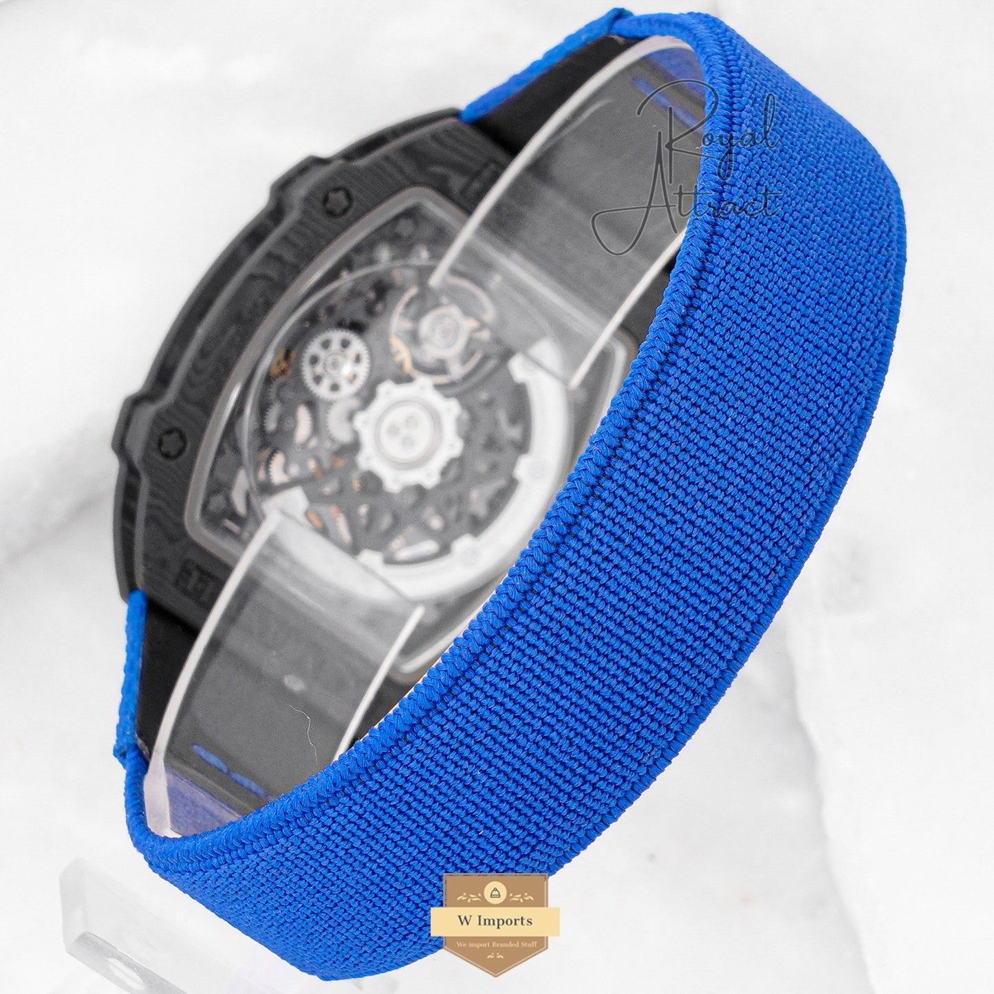 New Elite Class Carbonic Case With Skeletion Dial Blue Strap