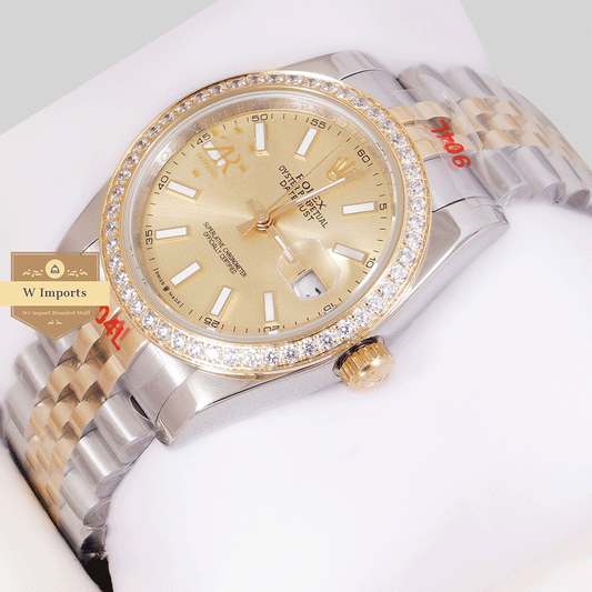 Latest Collection 36 Two Tone Rose Gold With Golden Dial Stone Bezel & Automatic Watch ZR Factory