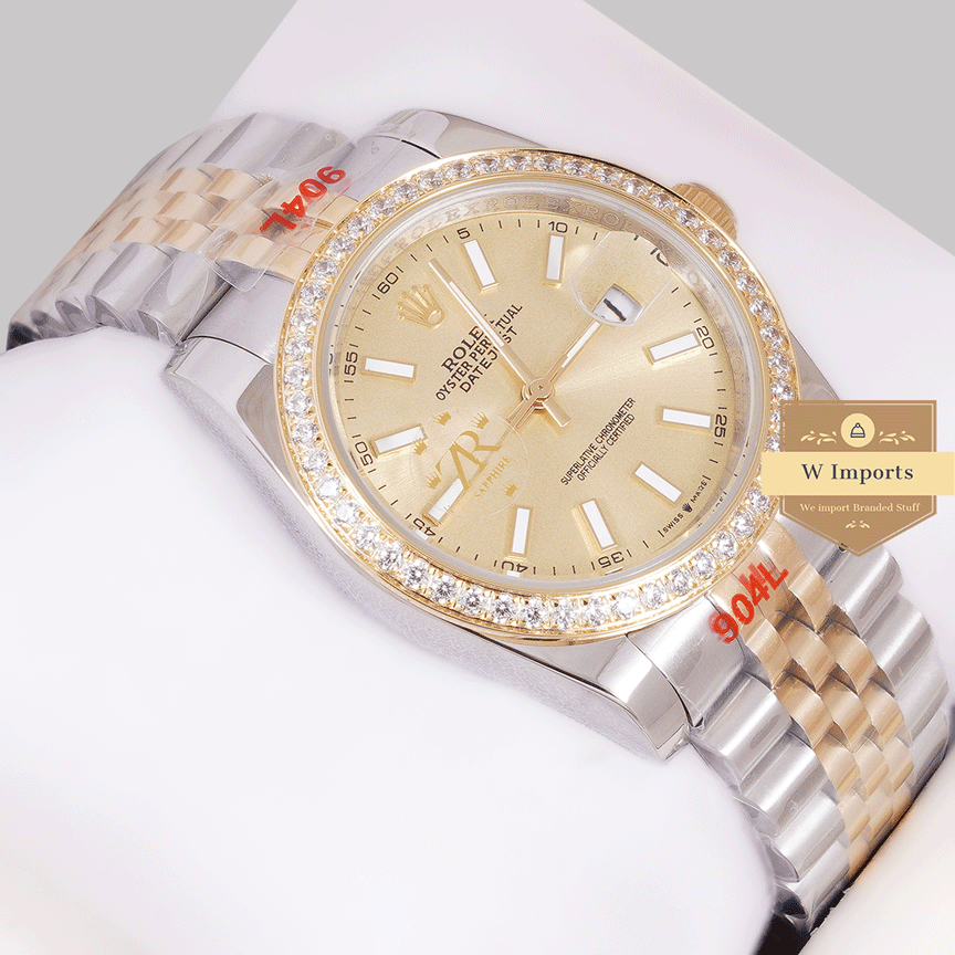 Latest Collection 36 Two Tone Rose Gold With Golden Dial Stone Bezel & Automatic Watch ZR Factory
