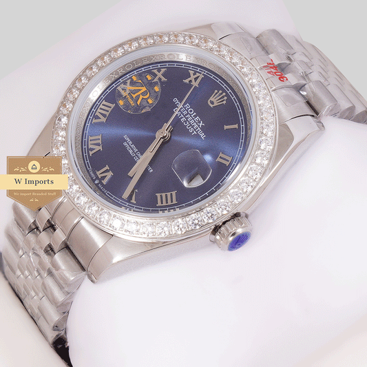 Latest Collection 41 Silver With Blue Dial And Stone Bezel Zr Factory