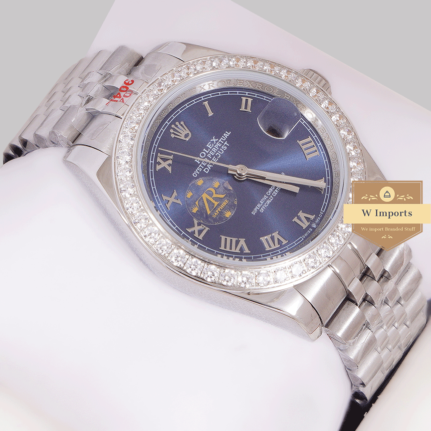Latest Collection 41 Silver With Blue Dial And Stone Bezel Zr Factory