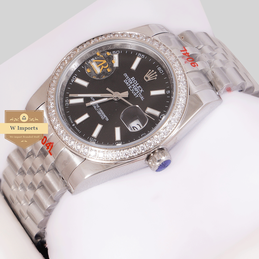 Latest Collection 36 Silver With Black Dial Stone Bezel & Index Automatic Watch ZR Factory