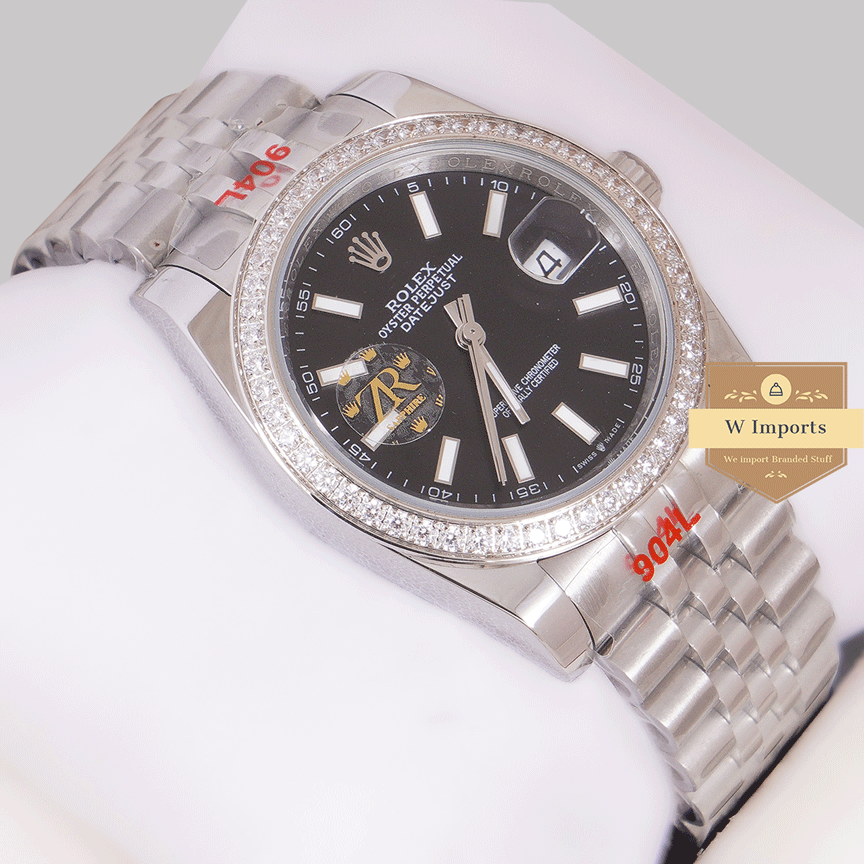 Latest Collection 36 Silver With Black Dial Stone Bezel & Index Automatic Watch ZR Factory