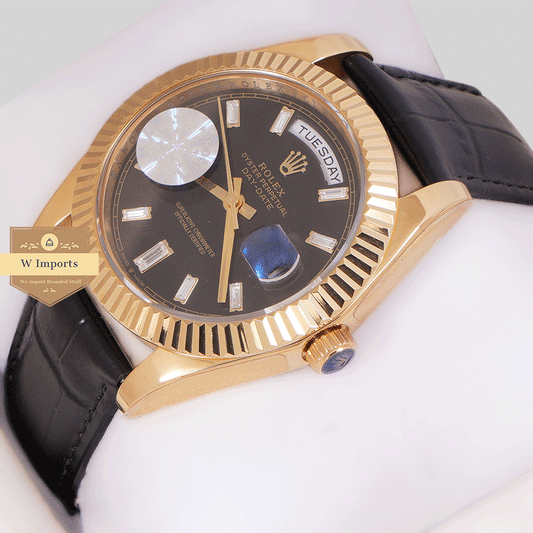 Latest Collection 40 Yellow Gold Case With Black Dial & Leather Strap Automatic Watch Yz Factory