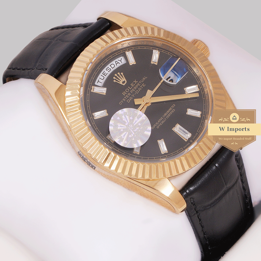 Latest Collection 40 Yellow Gold Case With Black Dial & Leather Strap Automatic Watch Yz Factory