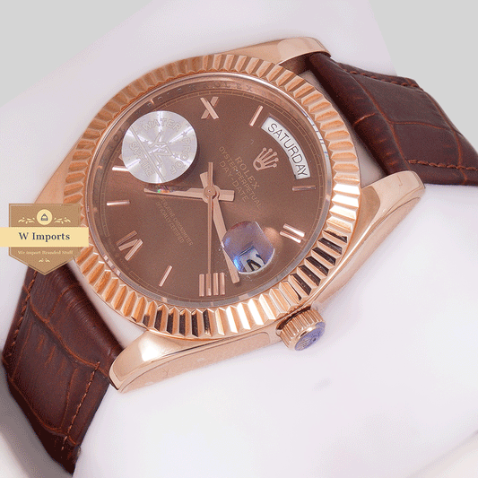 Latest Collection 40 Rose Gold Case With Brown Dial & Leather Strap Automatic Watch Yz Factory
