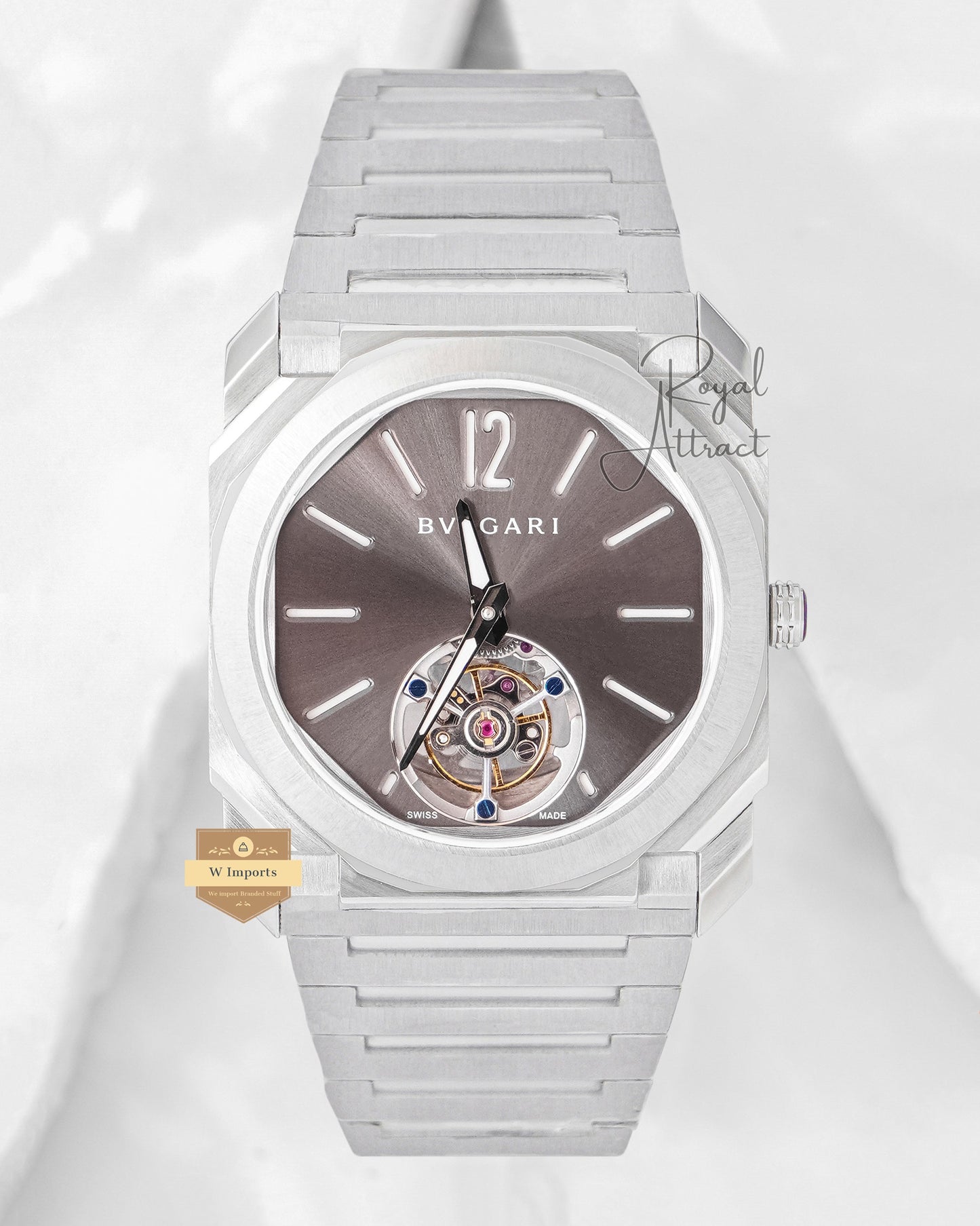 Latest Collection Tourbillon Silver With Gray Dial Automatic Watch